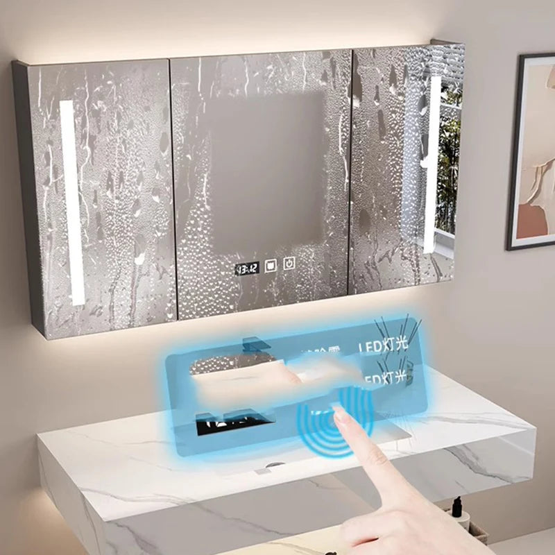 Armoires de salle de bain de toilette simples Cloison vintage Vanité Lumière Armoires de salle de bain Miroirs de rangement Meuble Toilette Meubles de maison