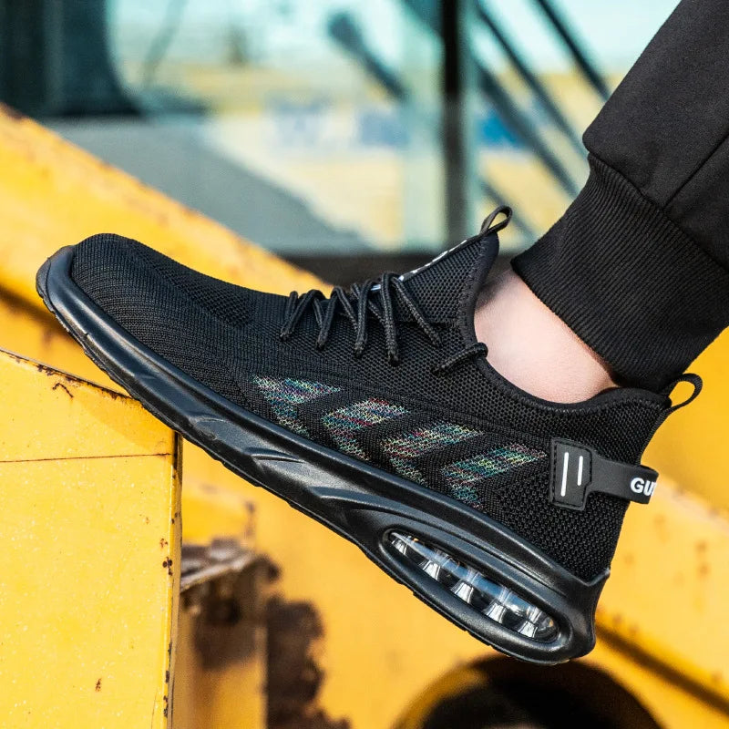 Chaussures de sécurité pour hommes Coussin d’air Chaussures de travail pour hommes Chaussures de travail légères et respirantes Protection Chaussures à bout en acier Anti-crevaison
