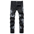 Nouveau Jeans noirs de mode pour hommes Peinture en aérosol Skinny Straight Jeans de haute qualité