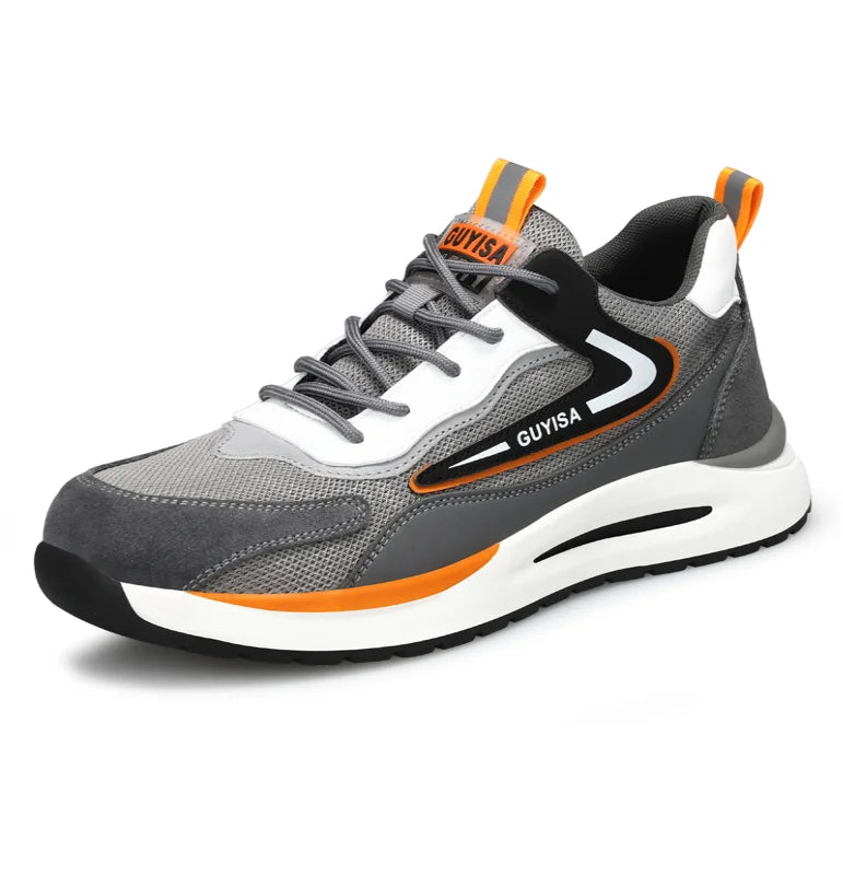 Chaussures de sécurité pour hommes Bouton rotatif Baskets pour hommes Chaussures de travail anti-écrasage anti-écras pour hommes Chaussures de sécurité pour hommes Bout en acier