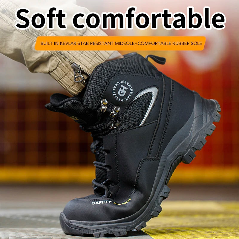 Chaussures de sécurité pour hommes, chaussures de travail à embout d'acier, anti-écrasement, anti-perforation, chaussures indestructibles, chaussures de sécurité de protection, bottes
