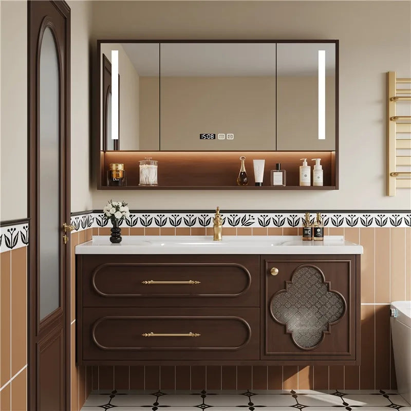 Luxury Inside Storage Bathroom Cabinet Japan Brown Smart Mirror Bathroom Cabinet Space Saving Meuble Salle De Bain Furniture