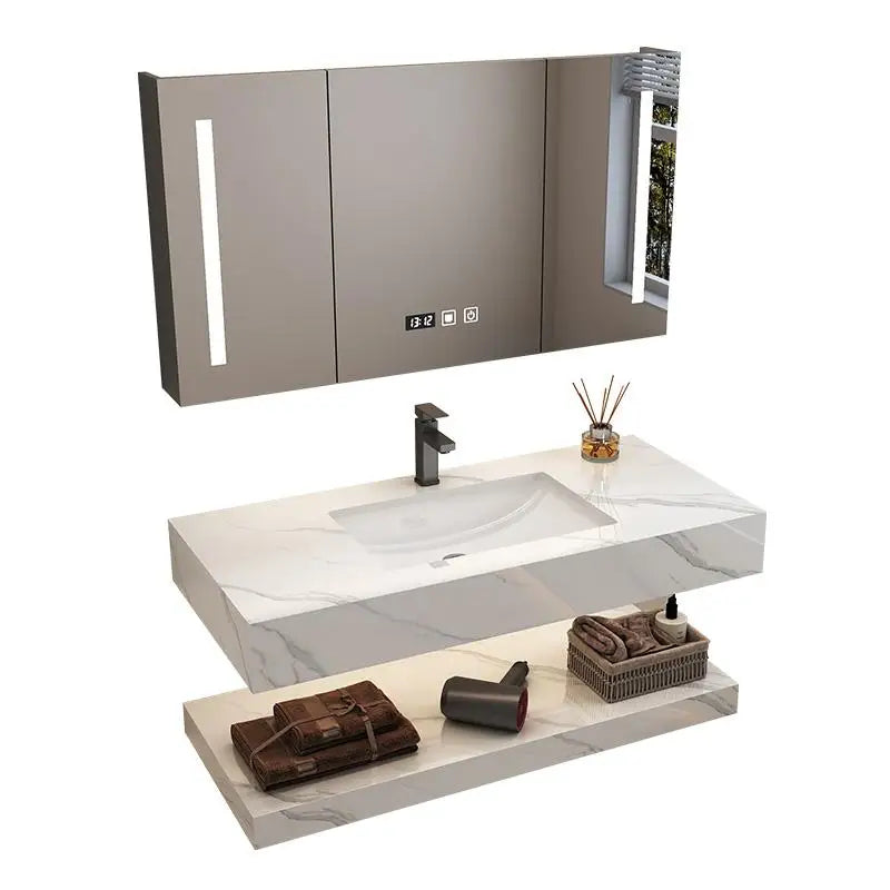 Armoires de salle de bain de toilette simples Cloison vintage Vanité Lumière Armoires de salle de bain Miroirs de rangement Meuble Toilette Meubles de maison