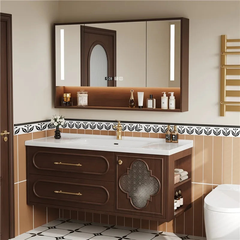 Luxury Inside Storage Bathroom Cabinet Japan Brown Smart Mirror Bathroom Cabinet Space Saving Meuble Salle De Bain Furniture
