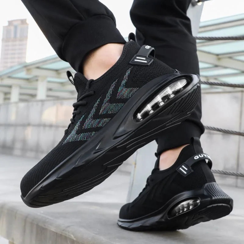 Chaussures de sécurité pour hommes Coussin d’air Chaussures de travail pour hommes Chaussures de travail légères et respirantes Protection Chaussures à bout en acier Anti-crevaison