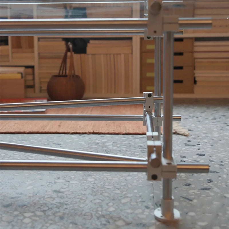 Table basse transparente, organisateur unique, table basse de qualité industrielle, décoration minimaliste moderne, meubles