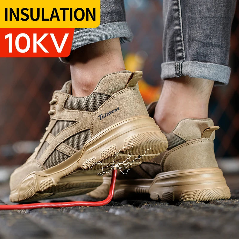 Chaussures de sécurité isolantes 10 kV pour hommes, anti-écrasement, respirantes, pour électricien, soudeur, bottes de travail anti-perforation