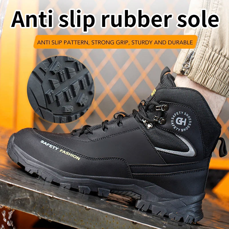 Chaussures de sécurité pour hommes, chaussures de travail à embout d'acier, anti-écrasement, anti-perforation, chaussures indestructibles, chaussures de sécurité de protection, bottes
