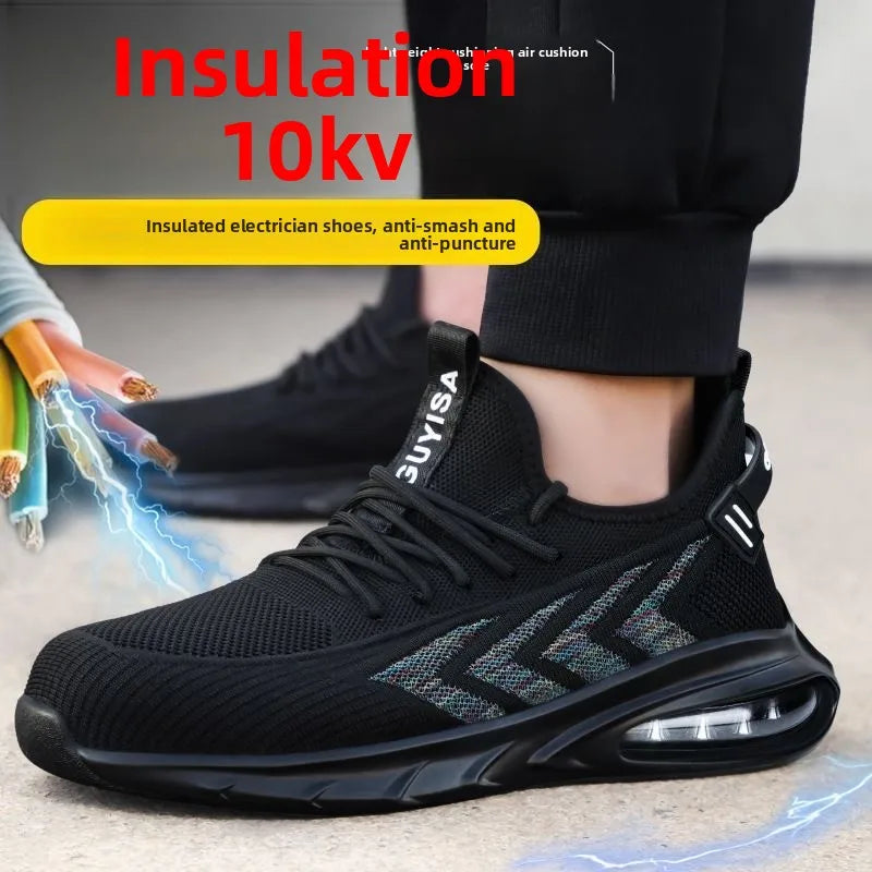 Chaussures de sécurité pour hommes Coussin d’air Chaussures de travail pour hommes Chaussures de travail légères et respirantes Protection Chaussures à bout en acier Anti-crevaison