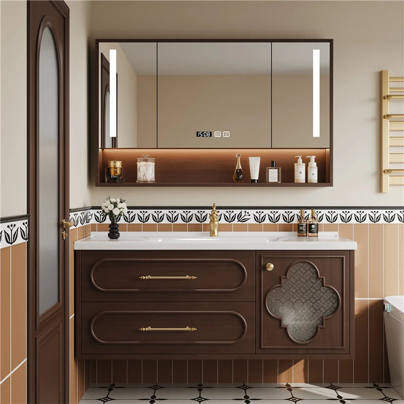Luxury Inside Storage Bathroom Cabinet Japan Brown Smart Mirror Bathroom Cabinet Space Saving Meuble Salle De Bain Furniture
