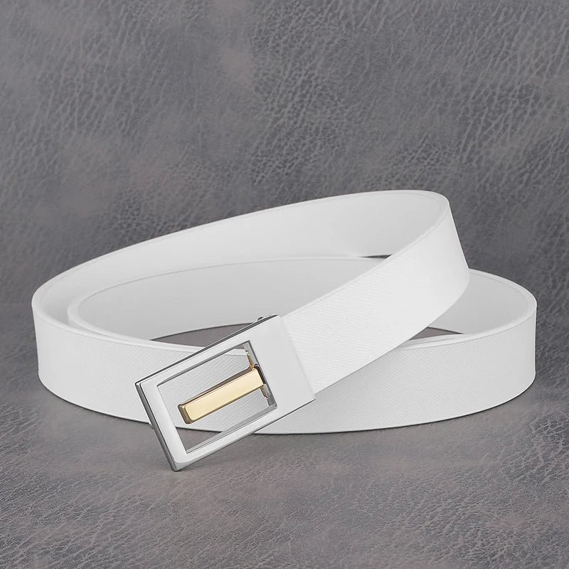Boucle Blanche Designers Ceintures Haute Qualité Hommes et Femmes Mode Cuir Véritable