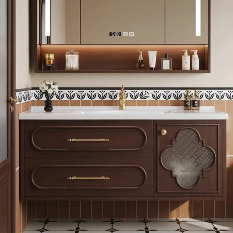 Luxury Inside Storage Bathroom Cabinet Japan Brown Smart Mirror Bathroom Cabinet Space Saving Meuble Salle De Bain Furniture