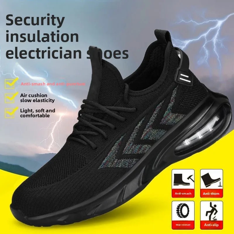 Chaussures de sécurité pour hommes Coussin d’air Chaussures de travail pour hommes Chaussures de travail légères et respirantes Protection Chaussures à bout en acier Anti-crevaison