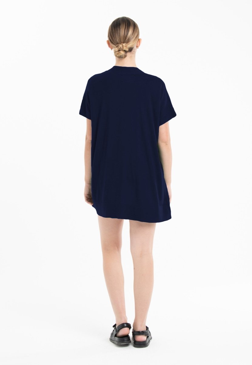 Gilet à manches courtes ultrafin cachemire et laine bleu marine femme - KELLY 5