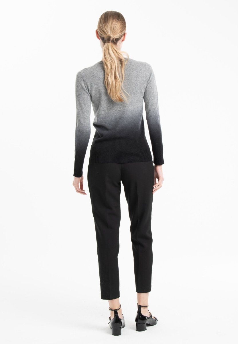 Pull col rond cachemire gris souris/noir femme - MIA 8B